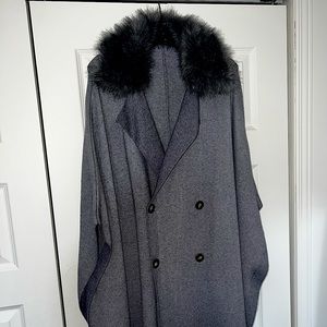 Faux fur poncho